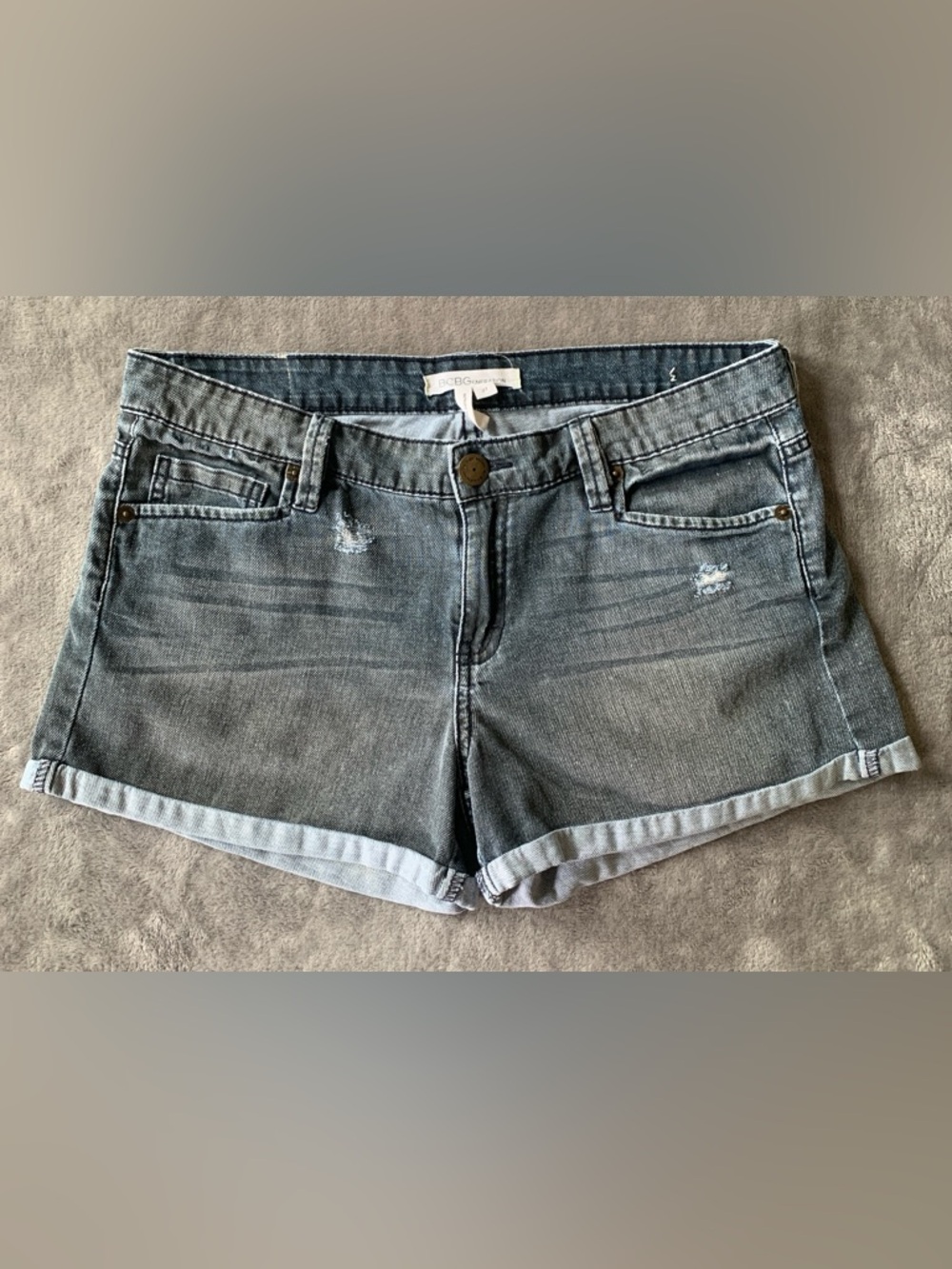 BCBGeneration Denim Roll-Hem Women's Shorts - Gray Wash/Blue Metal